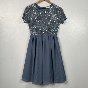 Asos Maternity Semi Formal Beaded Top Dress Size 4 Blue